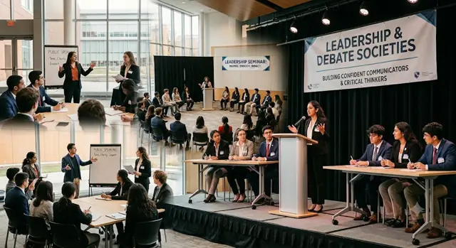 Illustration of students in a debate
