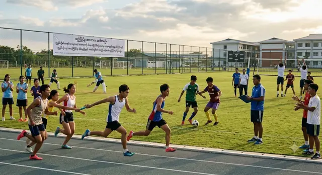 Illustration of students playing sports